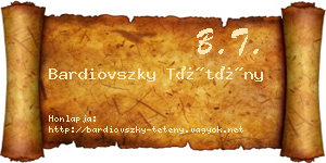 Bardiovszky Tétény névjegykártya